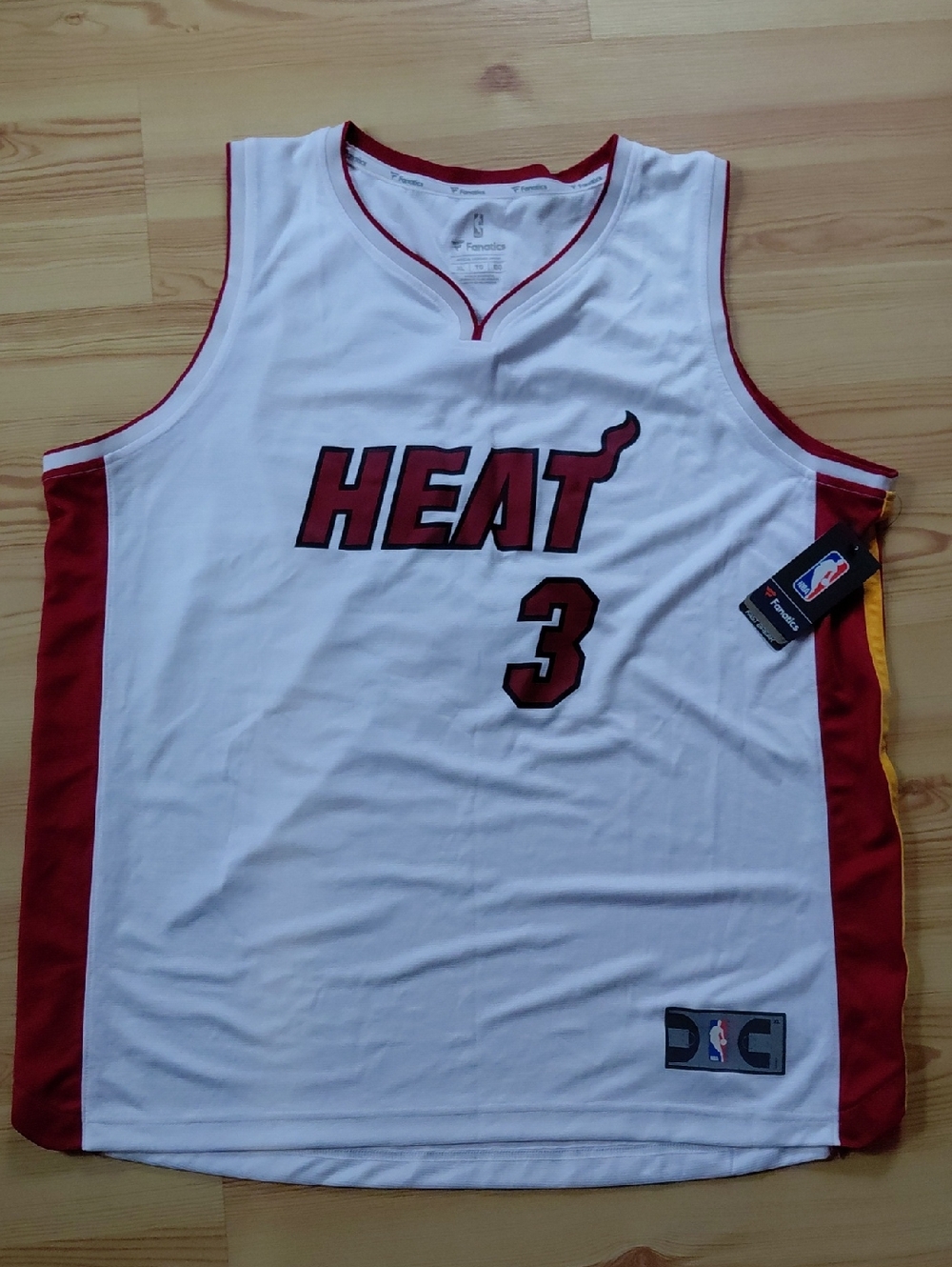 NBA White & Red Miami Heat #3 Basketball Jersey